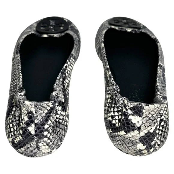 Tory Burch Tri Color Python Embossed Leather Minnie Flats Size 8.5 Animal Print - Picture 11 of 16